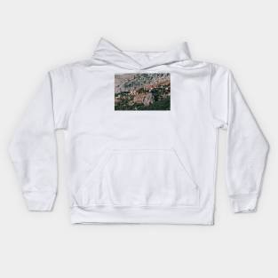 Old Italian Town on Mountain Cliff Kids Hoodie